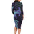 Purple Paradise Hawaii Long Sleeve Bodycon Dress Hammerhead Shark Tattoo Curve Polynesian - Polynesian Pride