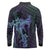 Purple Paradise Hawaii Long Sleeve Polo Shirt Hammerhead Shark Tattoo Curve Polynesian - Polynesian Pride