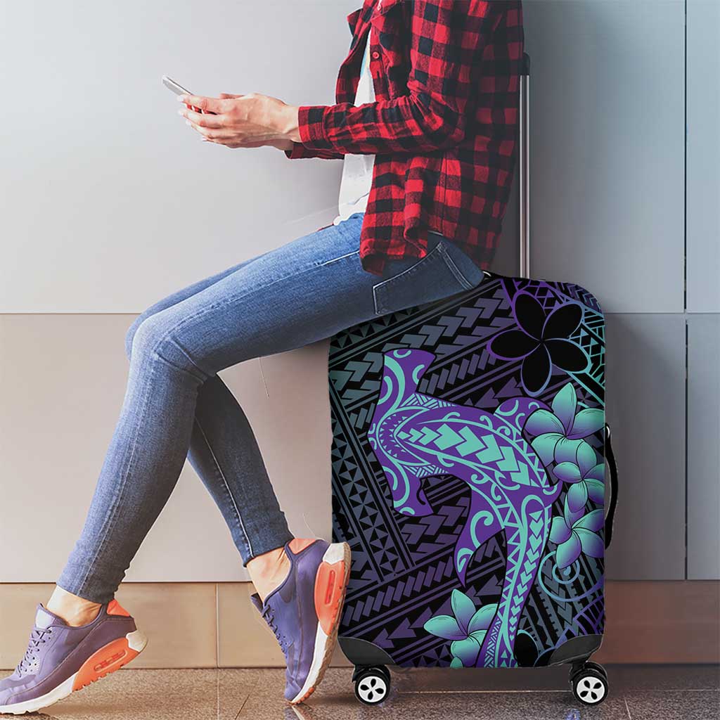Purple Paradise Hawaii Luggage Cover Hammerhead Shark Tattoo Curve Polynesian - Polynesian Pride