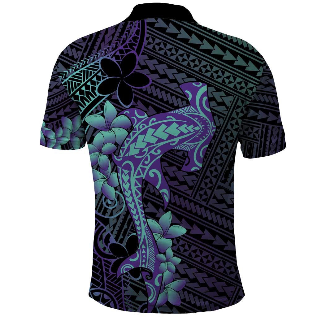 Purple Paradise Hawaii Polo Shirt Hammerhead Shark Tattoo Curve Polynesian - Polynesian Pride