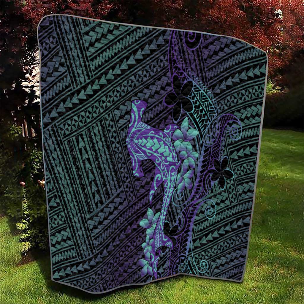 Purple Paradise Hawaii Quilt Hammerhead Shark Tattoo Curve Polynesian - Polynesian Pride