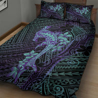 Purple Paradise Hawaii Quilt Bed Set Hammerhead Shark Tattoo Curve Polynesian - Polynesian Pride