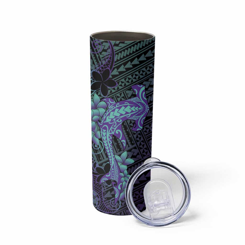 Purple Paradise Hawaii Skinny Tumbler Hammerhead Shark Tattoo Curve Polynesian - Polynesian Pride