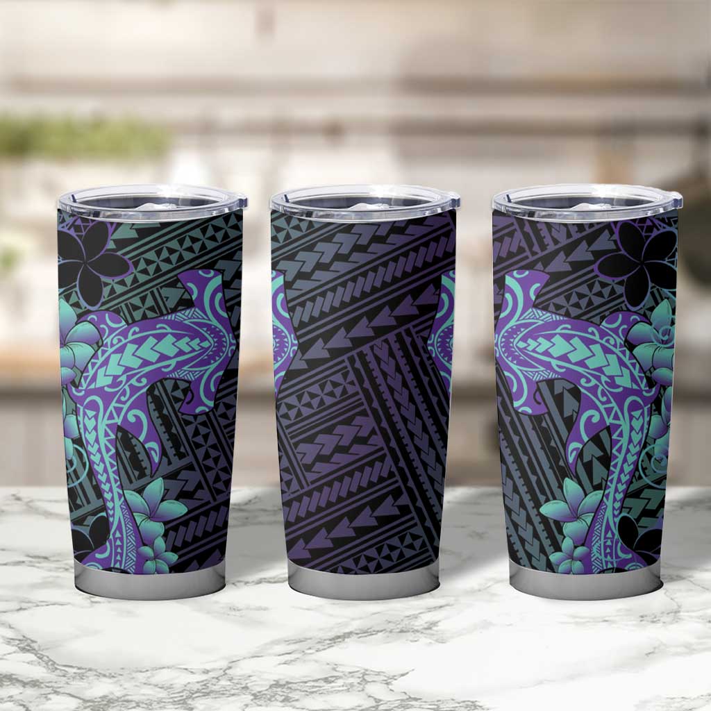 Purple Paradise Hawaii Tumbler Cup Hammerhead Shark Tattoo Curve Polynesian - Polynesian Pride