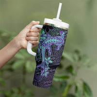 Purple Paradise Hawaii Tumbler With Handle Hammerhead Shark Tattoo Curve Polynesian - Polynesian Pride