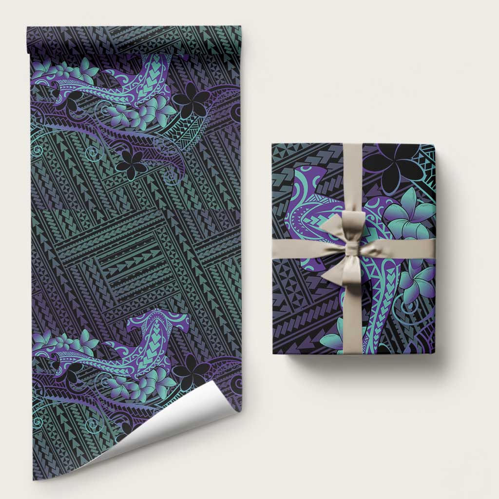 Purple Paradise Hawaii Wrapping Paper Hammerhead Shark Tattoo Curve Polynesian - Polynesian Pride