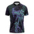 Purple Paradise Hawaii Zipper Polo Shirt Hammerhead Shark Tattoo Curve Polynesian - Polynesian Pride