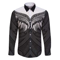 Poutama Korowai New Zealand Family Matching Long Sleeve Bodycon Dress and Hawaiian Shirt Aotearoa Maori Tattoo LT14 Dad's Shirt - Long Sleeve Black - Polynesian Pride