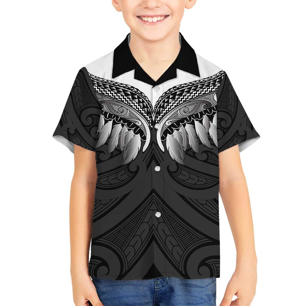 Poutama Korowai New Zealand Family Matching Long Sleeve Bodycon Dress and Hawaiian Shirt Aotearoa Maori Tattoo LT14 Son's Shirt Black - Polynesian Pride