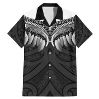 Poutama Korowai New Zealand Family Matching Mermaid Dress and Hawaiian Shirt Aotearoa Maori Tattoo LT14 Dad's Shirt - Short Sleeve Black - Polynesian Pride