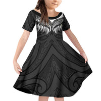 Poutama Korowai New Zealand Family Matching Off Shoulder Short Dress and Hawaiian Shirt Aotearoa Maori Tattoo - Polynesian Pride