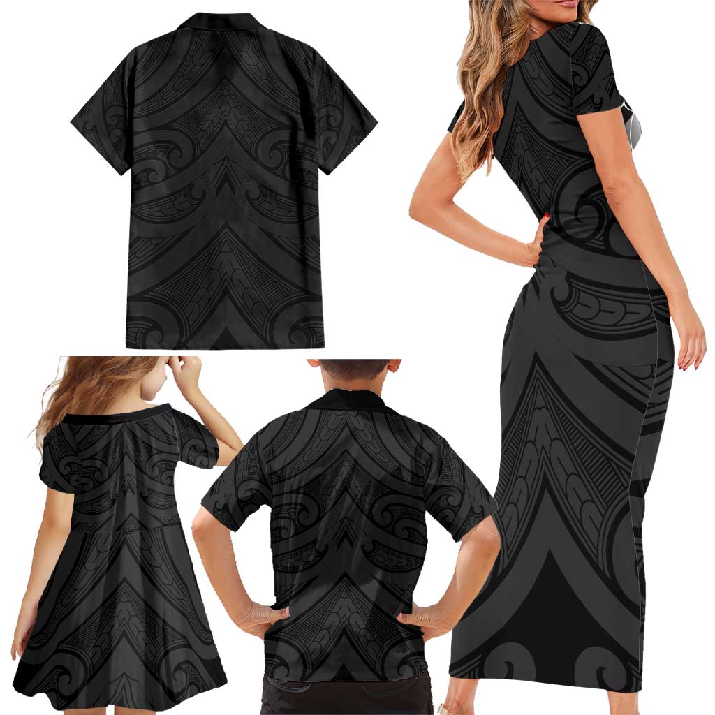 Poutama Korowai New Zealand Family Matching Short Sleeve Bodycon Dress and Hawaiian Shirt Aotearoa Maori Tattoo LT14 - Polynesian Pride