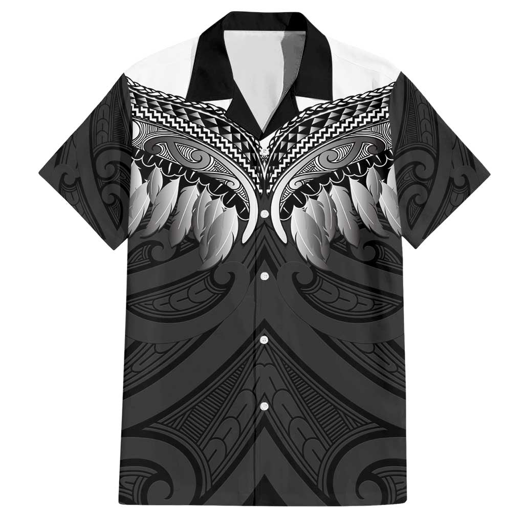 Poutama Korowai New Zealand Family Matching Short Sleeve Bodycon Dress and Hawaiian Shirt Aotearoa Maori Tattoo LT14 Dad's Shirt - Short Sleeve Black - Polynesian Pride