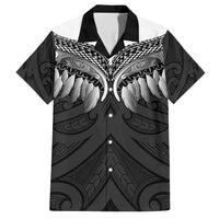 Poutama Korowai New Zealand Family Matching Short Sleeve Bodycon Dress and Hawaiian Shirt Aotearoa Maori Tattoo LT14 Dad's Shirt - Short Sleeve Black - Polynesian Pride
