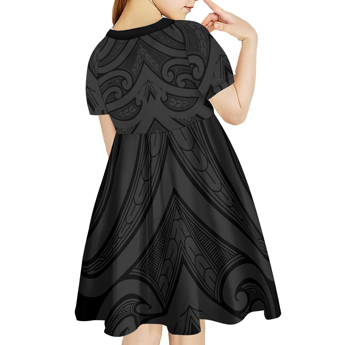 Poutama Korowai New Zealand Kid Short Sleeve Dress Aotearoa Maori Tattoo - Polynesian Pride