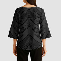 Poutama Korowai New Zealand Kimono Sleeve Blouse Aotearoa Maori Tattoo - Polynesian Pride