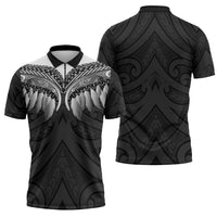 Poutama Korowai New Zealand Zipper Polo Shirt Aotearoa Maori Tattoo - Polynesian Pride
