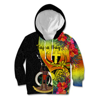 Vanuatu Tafea Day Kid Hoodie Coat Of Arms Mix Tropical Flowers LT14 Hoodie Black - Polynesian Pride
