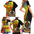 personalised-vanuatu-tafea-day-family-matching-short-sleeve-bodycon-dress-and-hawaiian-shirt-coat-of-arms-mix-tropical-flowers