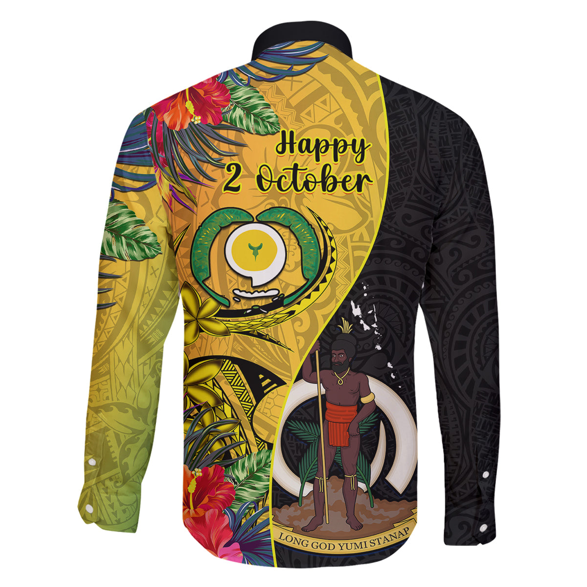 vanuatu-torba-day-family-matching-tank-maxi-dress-and-hawaiian-shirt-coat-of-arms-mix-tropical-flowers