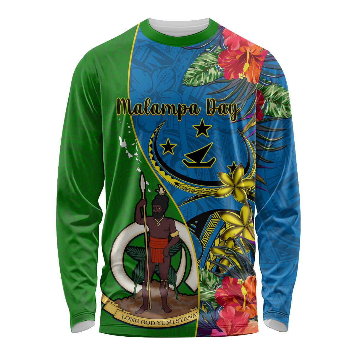 vanuatu-malampa-day-long-sleeve-shirt-coat-of-arms-mix-tropical-flowers