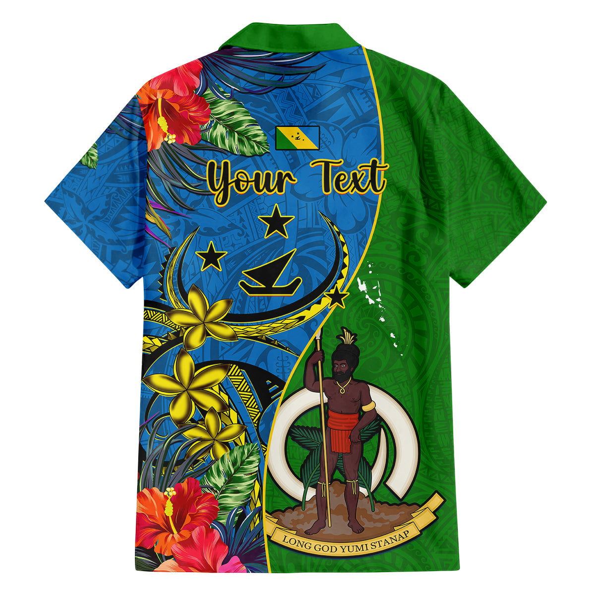 personalised-vanuatu-malampa-day-family-matching-summer-maxi-dress-and-hawaiian-shirt-coat-of-arms-mix-tropical-flowers
