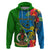 Personalised Vanuatu Malampa Day Hoodie Coat Of Arms Mix Tropical Flowers LT14 Green - Polynesian Pride