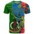 Personalised Vanuatu Malampa Day T Shirt Coat Of Arms Mix Tropical Flowers LT14 Green - Polynesian Pride