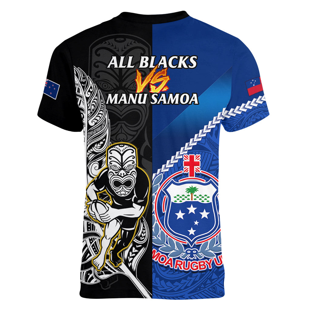 new-zealand-and-samoa-rugby-women-v-neck-t-shirt-all-black-tiki-fern-mix-manu-samoa-2023-world-cup