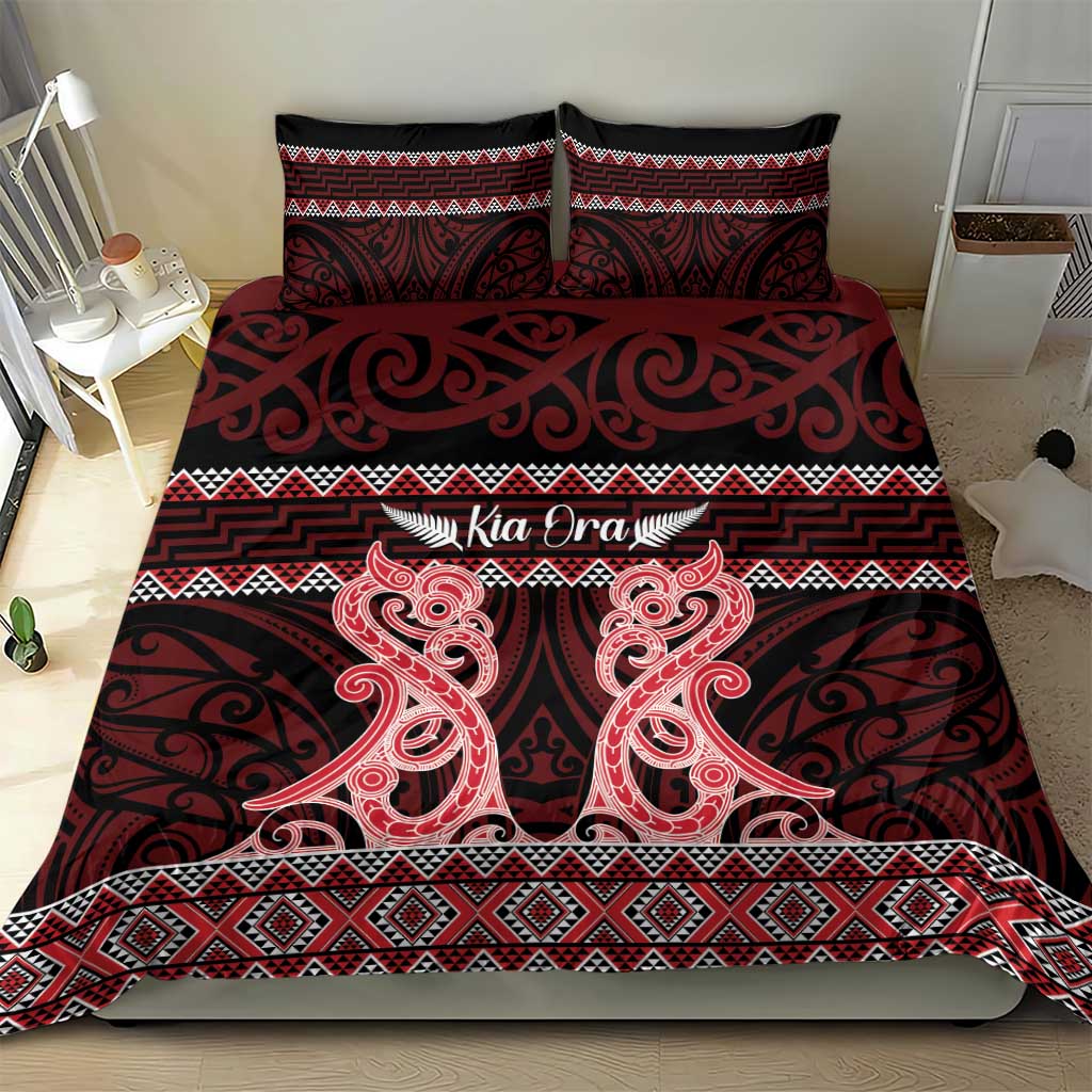 Kia Ora New Zealand Bedding Set Maori Language Week Whero Taniko Motif - Polynesian Pride