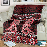 Kia Ora New Zealand Blanket Maori Language Week Whero Taniko Motif - Polynesian Pride