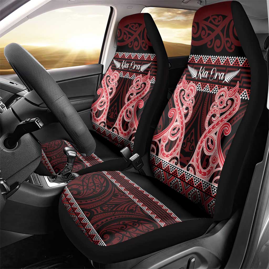 Kia Ora New Zealand Car Seat Cover Maori Language Week Whero Taniko Motif - Polynesian Pride