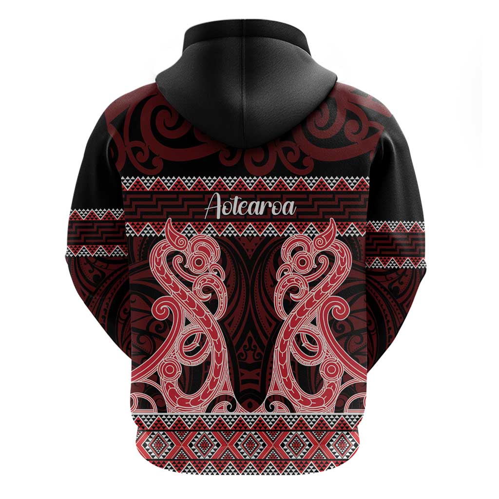 Kia Ora New Zealand Hoodie Maori Language Week Whero Taniko Motif - Polynesian Pride
