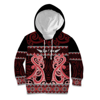Kia Ora New Zealand Kid Hoodie Maori Language Week Whero Taniko Motif - Polynesian Pride