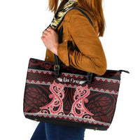 Kia Ora New Zealand Leather Tote Bag Maori Language Week Whero Taniko Motif - Polynesian Pride