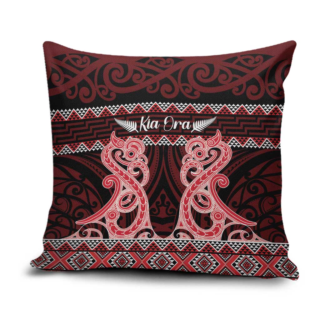 Kia Ora New Zealand Pillow Cover Maori Language Week Whero Taniko Motif - Polynesian Pride