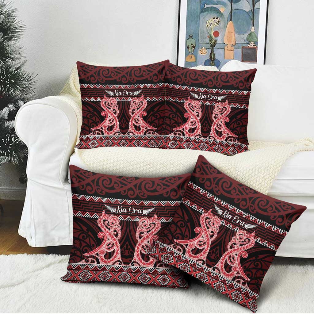Kia Ora New Zealand Pillow Cover Maori Language Week Whero Taniko Motif - Polynesian Pride