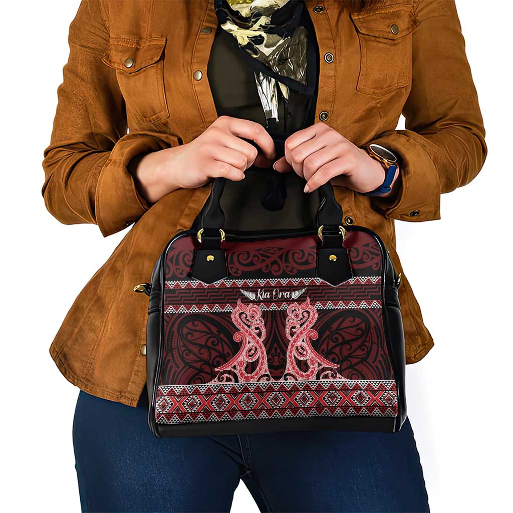 Kia Ora New Zealand Shoulder Handbag Maori Language Week Whero Taniko Motif - Polynesian Pride