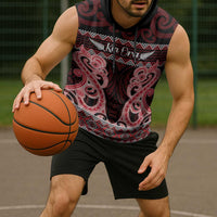 Kia Ora New Zealand Sleeveless Hoodie Maori Language Week Whero Taniko Motif - Polynesian Pride