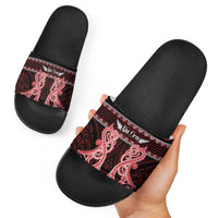 Kia Ora New Zealand Slide Sandals Maori Language Week Whero Taniko Motif - Polynesian Pride