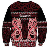 Kia Ora New Zealand Sweatshirt Maori Language Week Whero Taniko Motif - Polynesian Pride