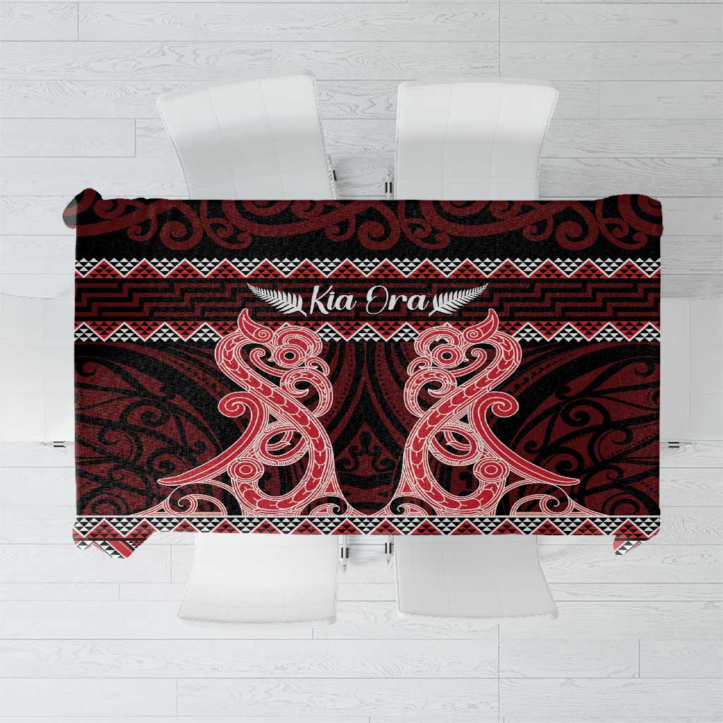Kia Ora New Zealand Tablecloth Maori Language Week Whero Taniko Motif - Polynesian Pride