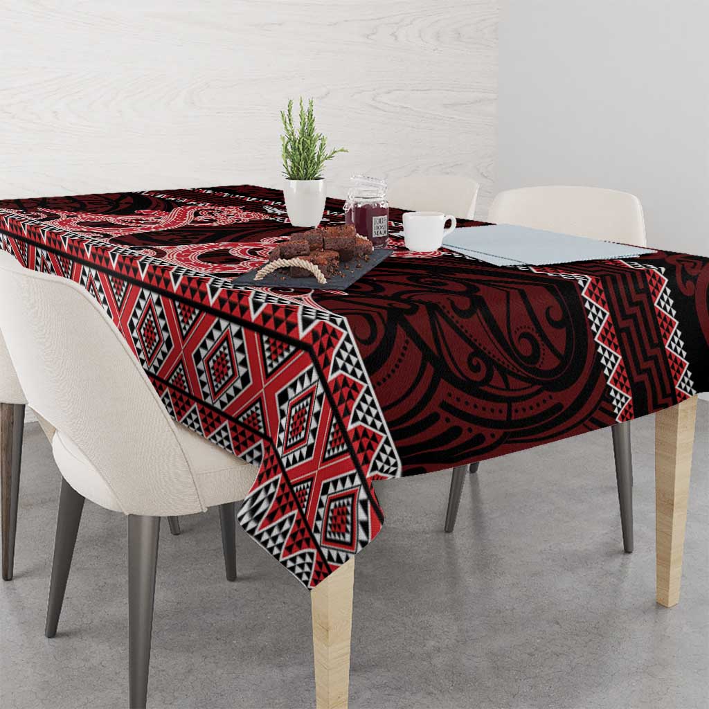Kia Ora New Zealand Tablecloth Maori Language Week Whero Taniko Motif - Polynesian Pride