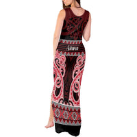 Kia Ora New Zealand Tank Maxi Dress Maori Language Week Whero Taniko Motif - Polynesian Pride