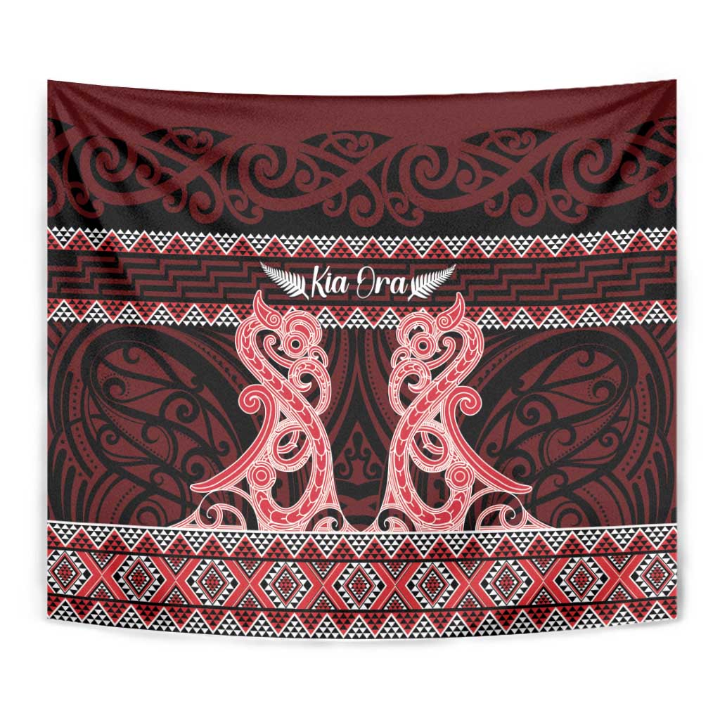 Kia Ora New Zealand Tapestry Maori Language Week Whero Taniko Motif - Polynesian Pride