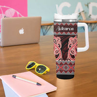 Kia Ora New Zealand Tumbler With Handle Maori Language Week Whero Taniko Motif - Polynesian Pride