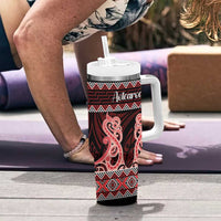 Kia Ora New Zealand Tumbler With Handle Maori Language Week Whero Taniko Motif - Polynesian Pride