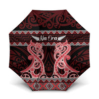 Kia Ora New Zealand Umbrella Maori Language Week Whero Taniko Motif - Polynesian Pride