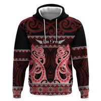 Kia Ora New Zealand Zip Hoodie Maori Language Week Whero Taniko Motif - Polynesian Pride