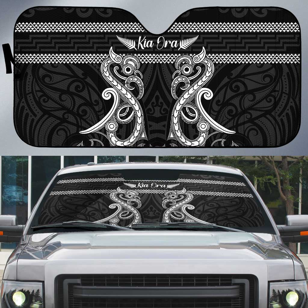 Kia Ora New Zealand Auto Sun Shade Maori Language Week Pango Taniko Motif - Polynesian Pride